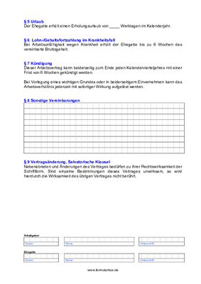 Arbeitsvertrag für Ehegatten, Formular (PDF) | Vorlage ...